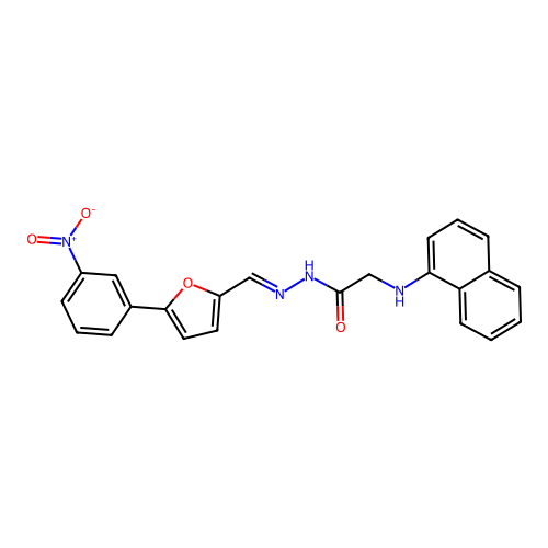 2-(naphthalen-1-ylamino)-N'-{(E)-[5-(3-nitrophenyl)furan-2-yl]methylidene}acetohydrazide (non-preferred name) structure