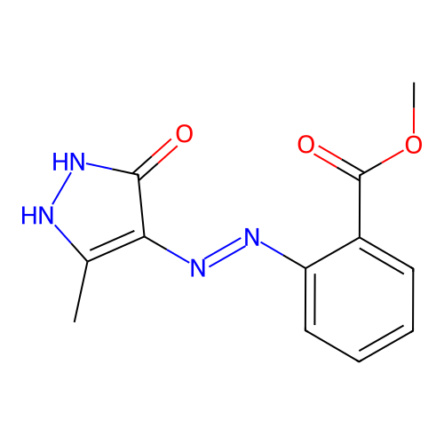 methyl 2-[2-(3-methyl-5-oxopyrazol-4-yl)hydrazinyl]benzoate structure