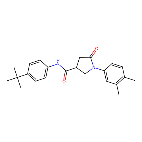 N-(4-tert-butylphenyl)-1-(3,4-dimethylphenyl)-5-oxopyrrolidine-3-carboxamide structure