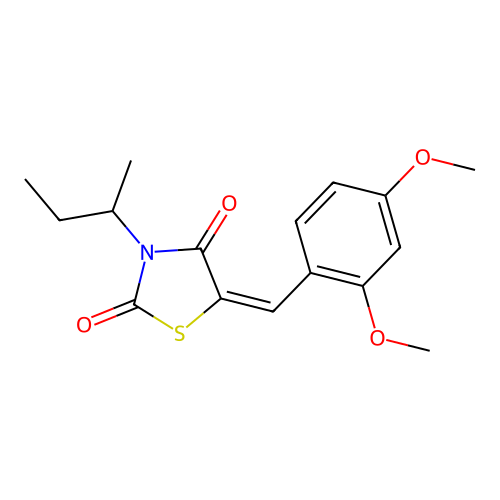 (5E)-3-(butan-2-yl)-5-(2,4-dimethoxybenzylidene)-1,3-thiazolidine-2,4-dione structure