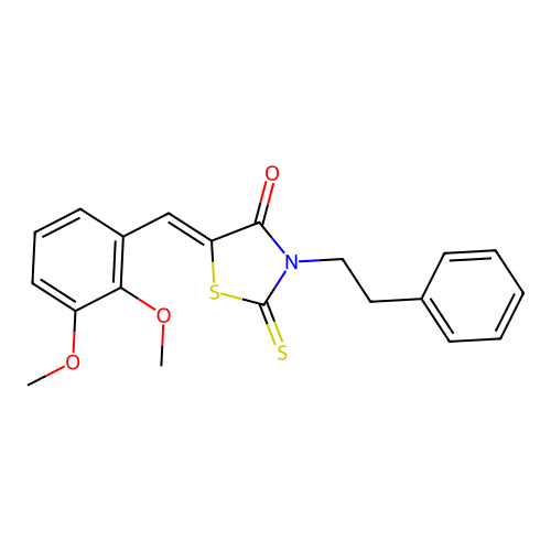 (5Z)-5-(2,3-dimethoxybenzylidene)-3-(2-phenylethyl)-2-thioxo-1,3-thiazolidin-4-one structure