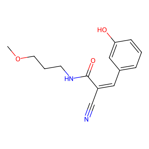 2-cyano-3-(3-hydroxyphenyl)-N-(3-methoxypropyl)prop-2-enamide structure