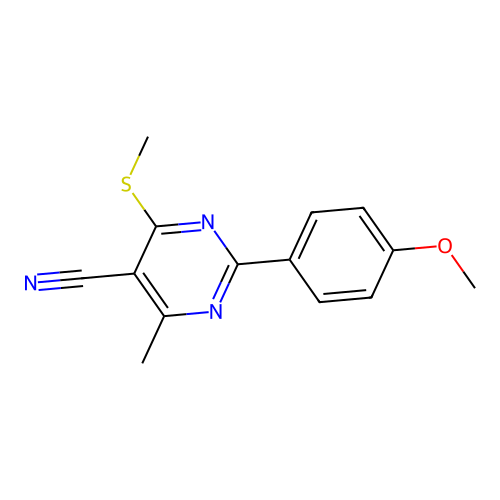 2-(4-Methoxyphenyl)-4-methyl-6-(methylsulfanyl)pyrimidine-5-carbonitrile structure