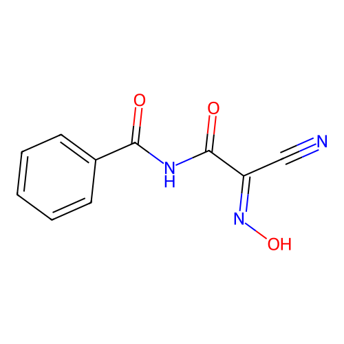 N-(2-cyano-2-hydroxyiminoacetyl)benzamide structure