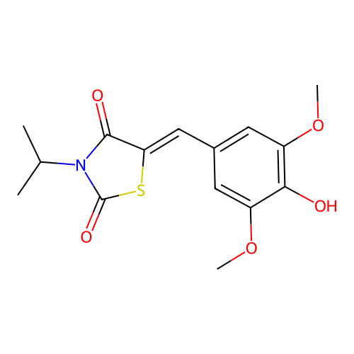 (Z)-5-(4-hydroxy-3,5-dimethoxybenzylidene)-3-isopropylthiazolidine-2,4-dione structure