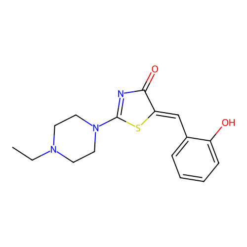 (Z)-2-(4-ethylpiperazin-1-yl)-5-(2-hydroxybenzylidene)thiazol-4(5H)-one structure
