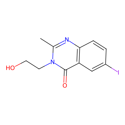 3-(2-hydroxyethyl)-6-iodo-2-methylquinazolin-4(3H)-one structure