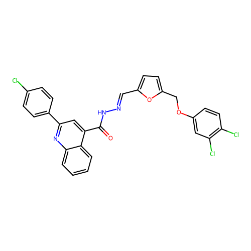 2-(4-chlorophenyl)-N'-({5-[(3,4-dichlorophenoxy)methyl]-2-furyl}methylene)-4-quinolinecarbohydrazide structure