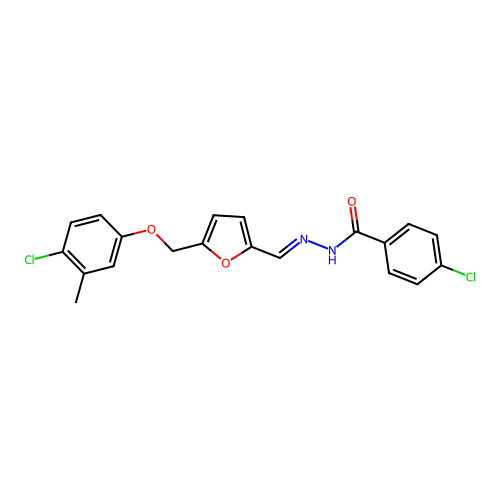4-chloro-N'-({5-[(4-chloro-3-methylphenoxy)methyl]-2-furyl}methylene)benzohydrazide structure