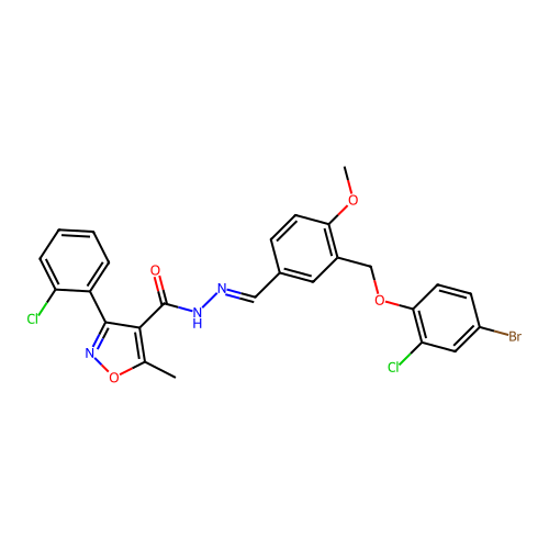 N'-{3-[(4-bromo-2-chlorophenoxy)methyl]-4-methoxybenzylidene}-3-(2-chlorophenyl)-5-methyl-4-isoxazolecarbohydrazide structure