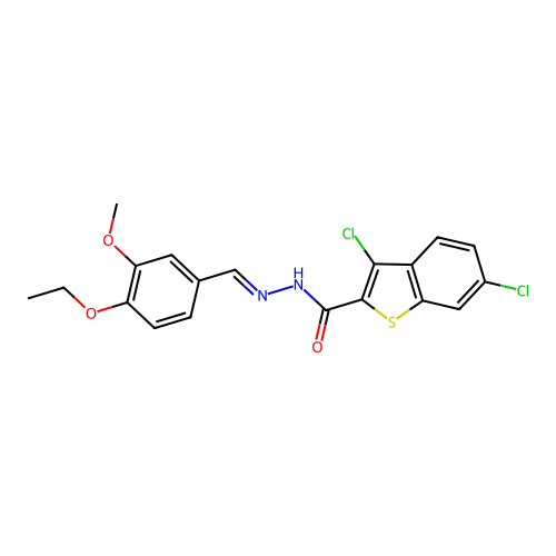 3,6-dichloro-N'-(4-ethoxy-3-methoxybenzylidene)-1-benzothiophene-2-carbohydrazide structure
