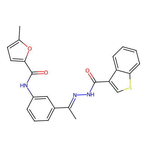 N-{3-[N-(1-benzothien-3-ylcarbonyl)ethanehydrazonoyl]phenyl}-5-methyl-2-furamide structure