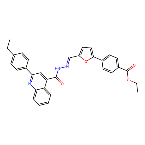 ethyl 4-{5-[(E)-(2-{[2-(4-ethylphenyl)quinolin-4-yl]carbonyl}hydrazinylidene)methyl]furan-2-yl}benzoate structure
