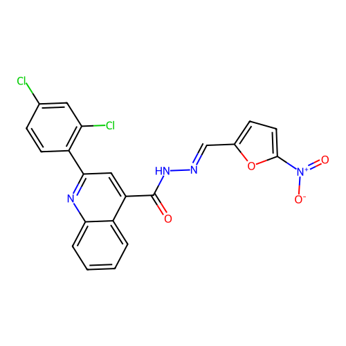 2-(2,4-dichlorophenyl)-N-[(E)-(5-nitrofuran-2-yl)methylideneamino]quinoline-4-carboxamide structure