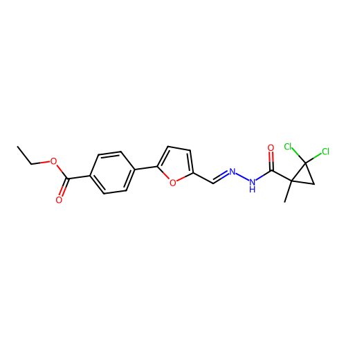 ethyl 4-{5-[(E)-{2-[(2,2-dichloro-1-methylcyclopropyl)carbonyl]hydrazinylidene}methyl]furan-2-yl}benzoate structure