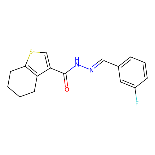 N'-(3-fluorobenzylidene)-4,5,6,7-tetrahydro-1-benzothiophene-3-carbohydrazide structure