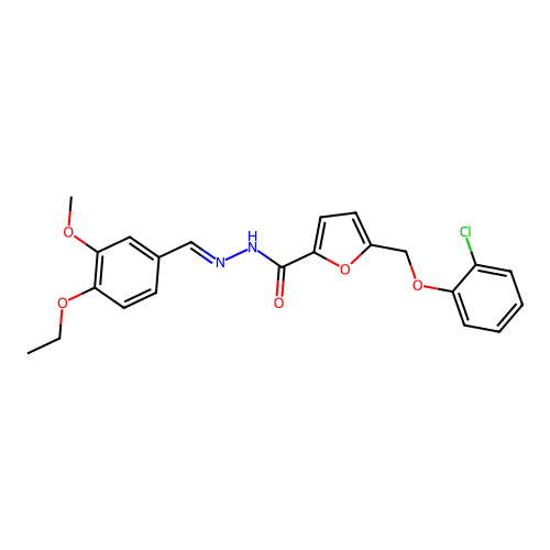 5-[(2-chlorophenoxy)methyl]-N-[(E)-(4-ethoxy-3-methoxyphenyl)methylideneamino]furan-2-carboxamide structure