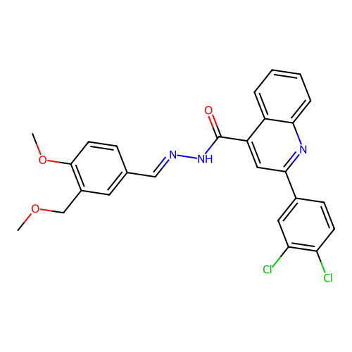 2-(3,4-dichlorophenyl)-N-[(E)-[4-methoxy-3-(methoxymethyl)phenyl]methylideneamino]quinoline-4-carboxamide structure