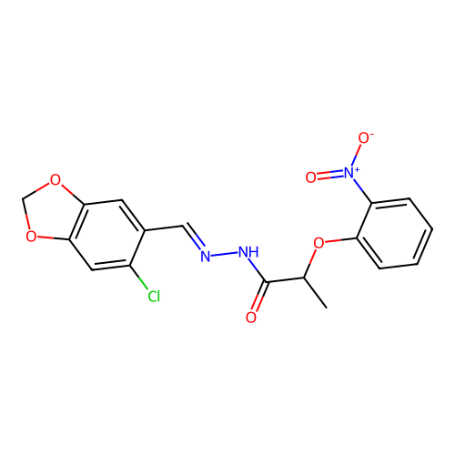 N'-[(6-chloro-1,3-benzodioxol-5-yl)methylene]-2-{2-nitrophenoxy}propanohydrazide structure