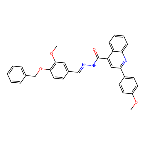 2-(4-methoxyphenyl)-N-[(E)-(3-methoxy-4-phenylmethoxyphenyl)methylideneamino]quinoline-4-carboxamide structure