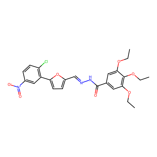 N-[(E)-[5-(2-chloro-5-nitrophenyl)furan-2-yl]methylideneamino]-3,4,5-triethoxybenzamide structure