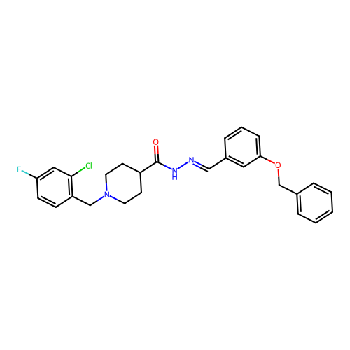 N'-[3-(benzyloxy)benzylidene]-1-(2-chloro-4-fluorobenzyl)-4-piperidinecarbohydrazide structure