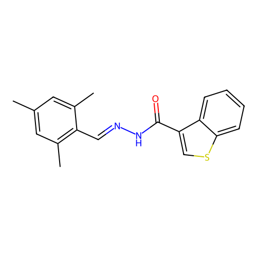 N'-(mesitylmethylene)-1-benzothiophene-3-carbohydrazide structure