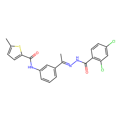 N-{3-[N-(2,4-dichlorobenzoyl)ethanehydrazonoyl]phenyl}-5-methyl-2-thiophenecarboxamide structure