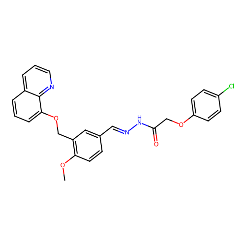 2-(4-chlorophenoxy)-N-[(E)-[4-methoxy-3-(quinolin-8-yloxymethyl)phenyl]methylideneamino]acetamide structure