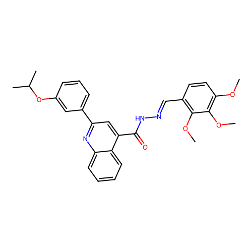 2-(3-propan-2-yloxyphenyl)-N-[(E)-(2,3,4-trimethoxyphenyl)methylideneamino]quinoline-4-carboxamide structure