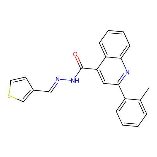 2-(2-methylphenyl)-N-[(E)-thiophen-3-ylmethylideneamino]quinoline-4-carboxamide structure