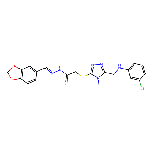 N'-(1,3-benzodioxol-5-ylmethylene)-2-({5-[(3-chloroanilino)methyl]-4-methyl-4H-1,2,4-triazol-3-yl}sulfanyl)acetohydrazide structure