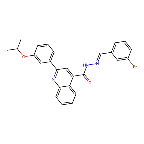 N-[(E)-(3-bromophenyl)methylideneamino]-2-(3-propan-2-yloxyphenyl)quinoline-4-carboxamide structure