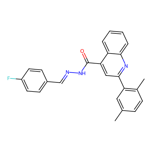 2-(2,5-dimethylphenyl)-N-[(E)-(4-fluorophenyl)methylideneamino]quinoline-4-carboxamide structure