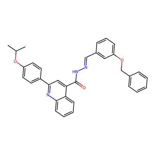 N-[(E)-(3-phenylmethoxyphenyl)methylideneamino]-2-(4-propan-2-yloxyphenyl)quinoline-4-carboxamide structure