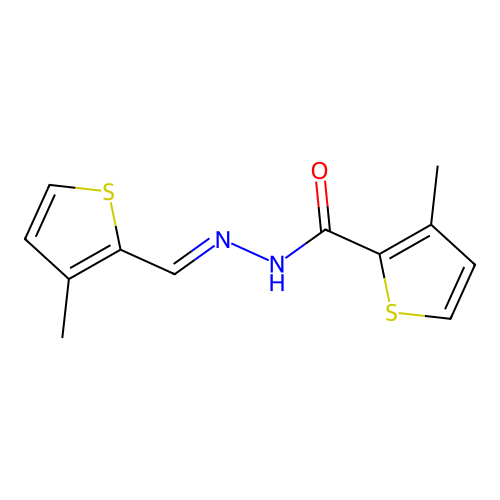 3-methyl-N'-[(3-methyl-2-thienyl)methylene]-2-thiophenecarbohydrazide structure