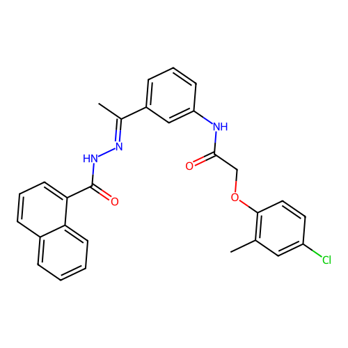 2-(4-chloro-2-methylphenoxy)-N-{3-[N-(1-naphthoyl)ethanehydrazonoyl]phenyl}acetamide structure