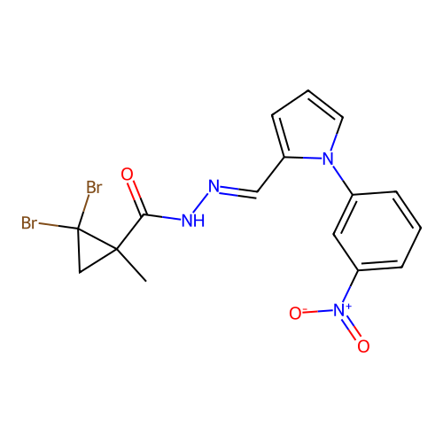 2,2-dibromo-1-methyl-N'-{(E)-[1-(3-nitrophenyl)-1H-pyrrol-2-yl]methylidene}cyclopropanecarbohydrazide structure