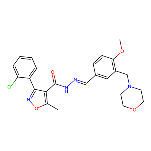 3-(2-chlorophenyl)-N'-[4-methoxy-3-(4-morpholinylmethyl)benzylidene]-5-methyl-4-isoxazolecarbohydrazide structure