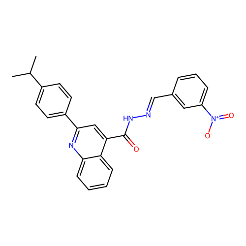 N-[(E)-(3-nitrophenyl)methylideneamino]-2-(4-propan-2-ylphenyl)quinoline-4-carboxamide structure