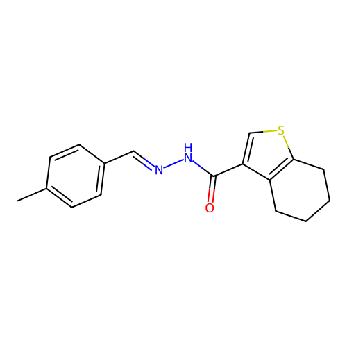 N'-(4-methylbenzylidene)-4,5,6,7-tetrahydro-1-benzothiophene-3-carbohydrazide structure
