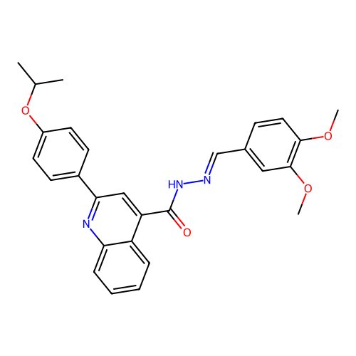 N-[(E)-(3,4-dimethoxyphenyl)methylideneamino]-2-(4-propan-2-yloxyphenyl)quinoline-4-carboxamide structure