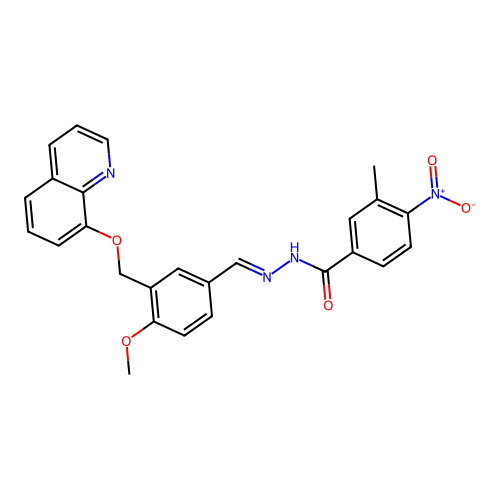 N-[(E)-[4-methoxy-3-(quinolin-8-yloxymethyl)phenyl]methylideneamino]-3-methyl-4-nitrobenzamide structure