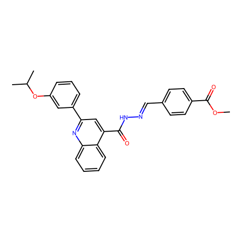 methyl 4-[(E)-[[2-(3-propan-2-yloxyphenyl)quinoline-4-carbonyl]hydrazinylidene]methyl]benzoate structure