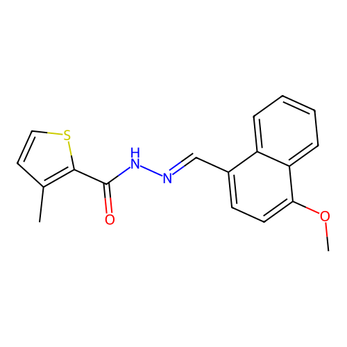 N'-[(4-methoxy-1-naphthyl)methylene]-3-methyl-2-thiophenecarbohydrazide structure