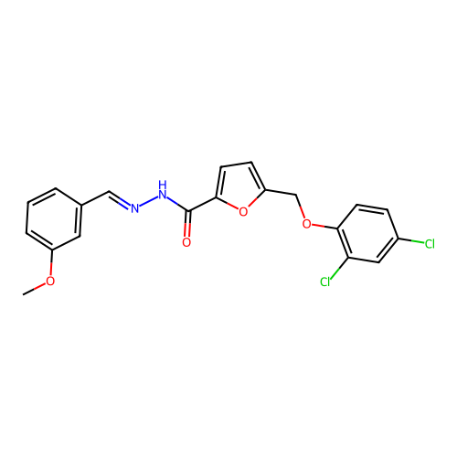 5-[(2,4-dichlorophenoxy)methyl]-N'-(3-methoxybenzylidene)-2-furohydrazide structure