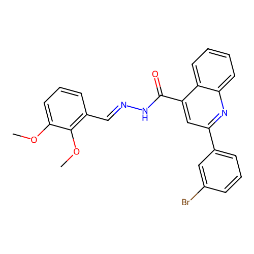 2-(3-bromophenyl)-N-[(E)-(2,3-dimethoxyphenyl)methylideneamino]quinoline-4-carboxamide structure