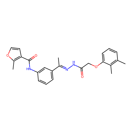 N-[3-[(E)-N-[[2-(2,3-dimethylphenoxy)acetyl]amino]-C-methylcarbonimidoyl]phenyl]-2-methylfuran-3-carboxamide structure