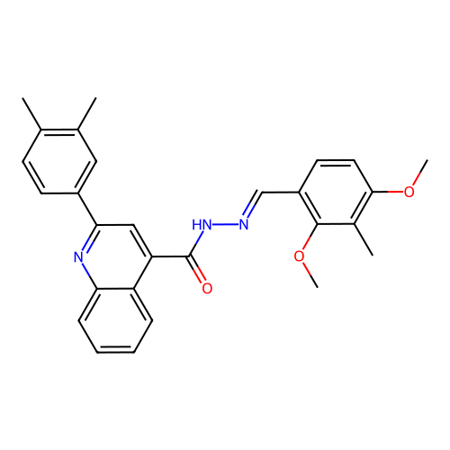 N-[(E)-(2,4-dimethoxy-3-methylphenyl)methylideneamino]-2-(3,4-dimethylphenyl)quinoline-4-carboxamide structure