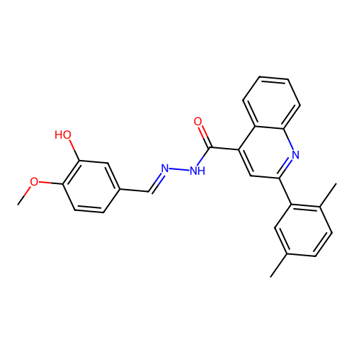 2-(2,5-dimethylphenyl)-N-[(E)-(3-hydroxy-4-methoxyphenyl)methylideneamino]quinoline-4-carboxamide structure